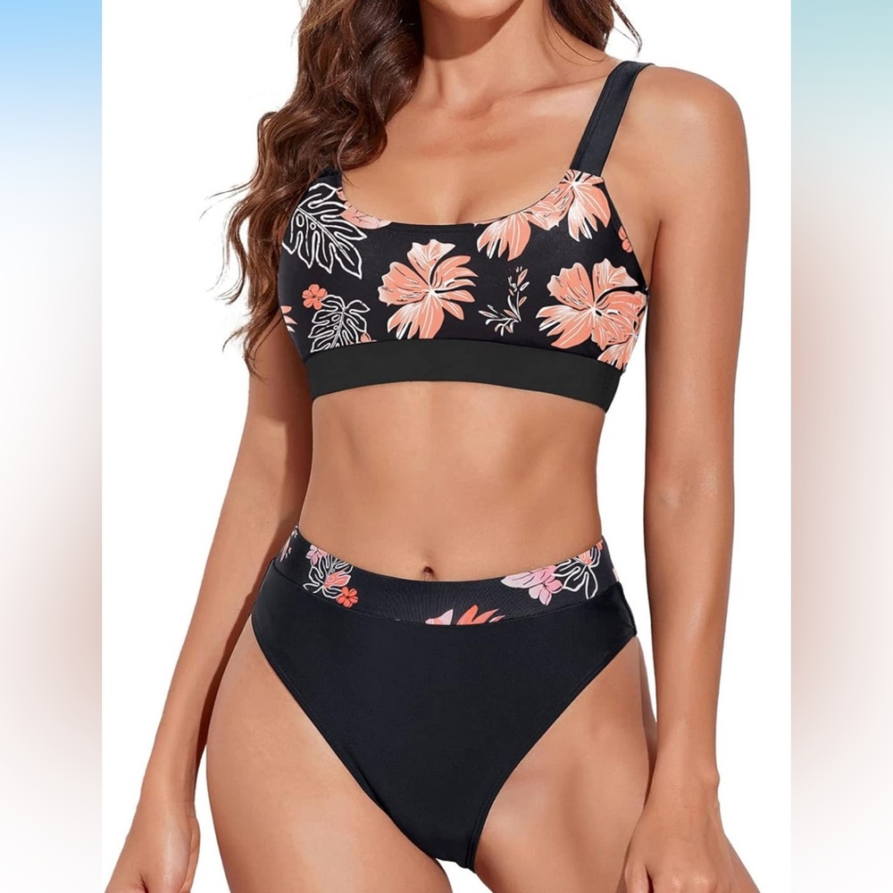 Tempt Me Floral Black Bikini Set XL